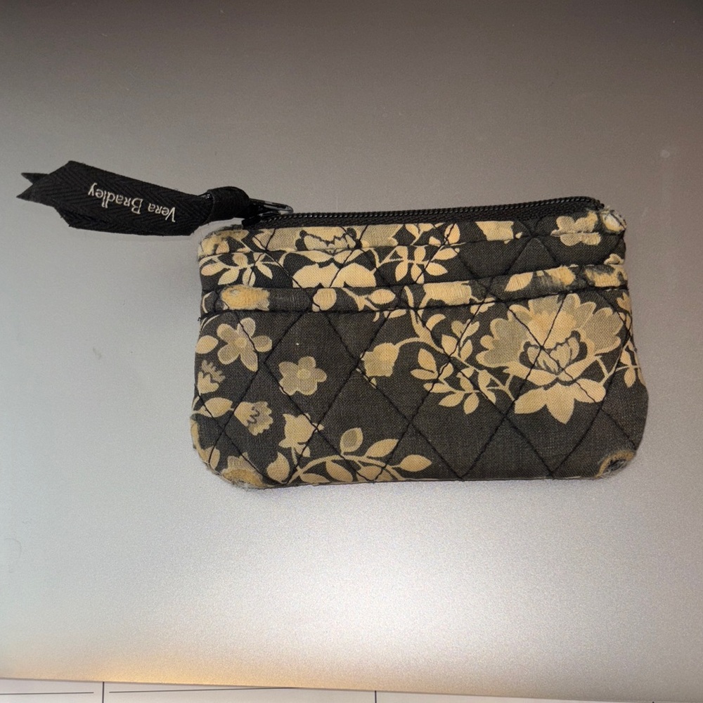 Vera Bradley Black and Gold Floral Quilted Wallet